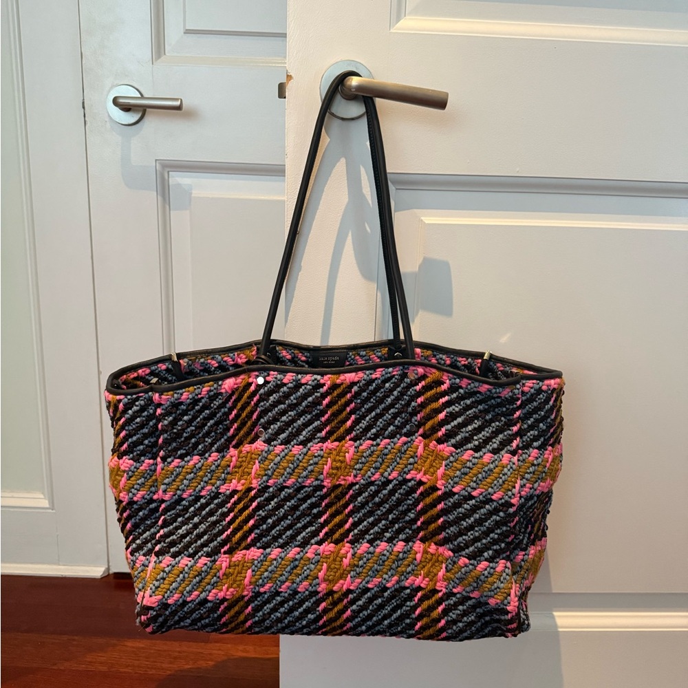 Kate Spade Multi Plaid Woven Women's Tote Bag